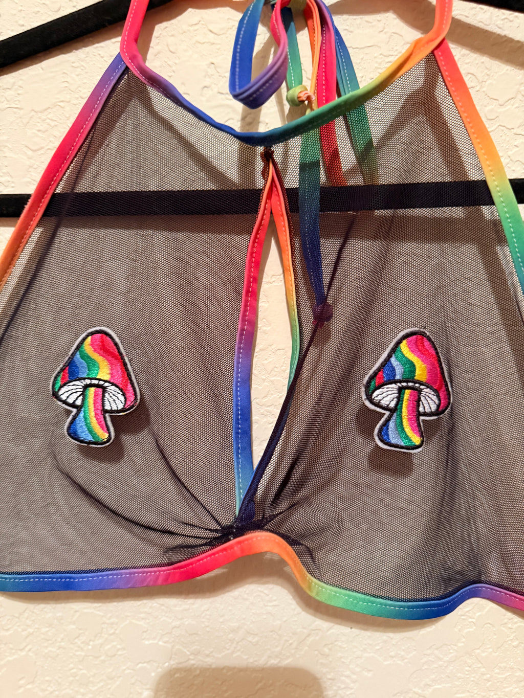 s/m rainbow mushroom rave outfit