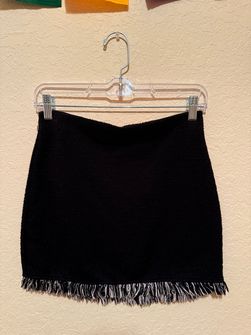s moroccan made textured fringe mini skirt