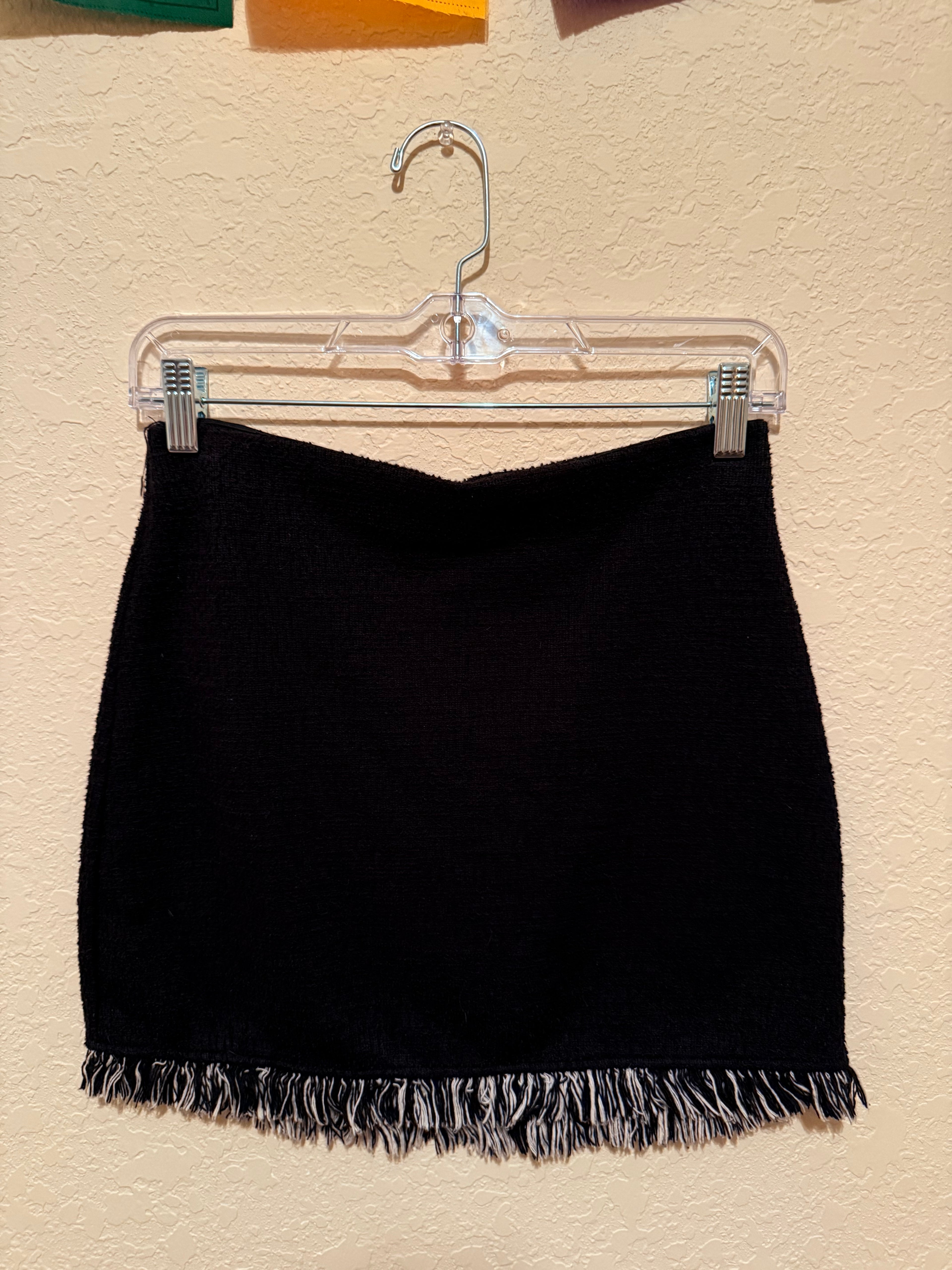 s moroccan made textured fringe mini skirt
