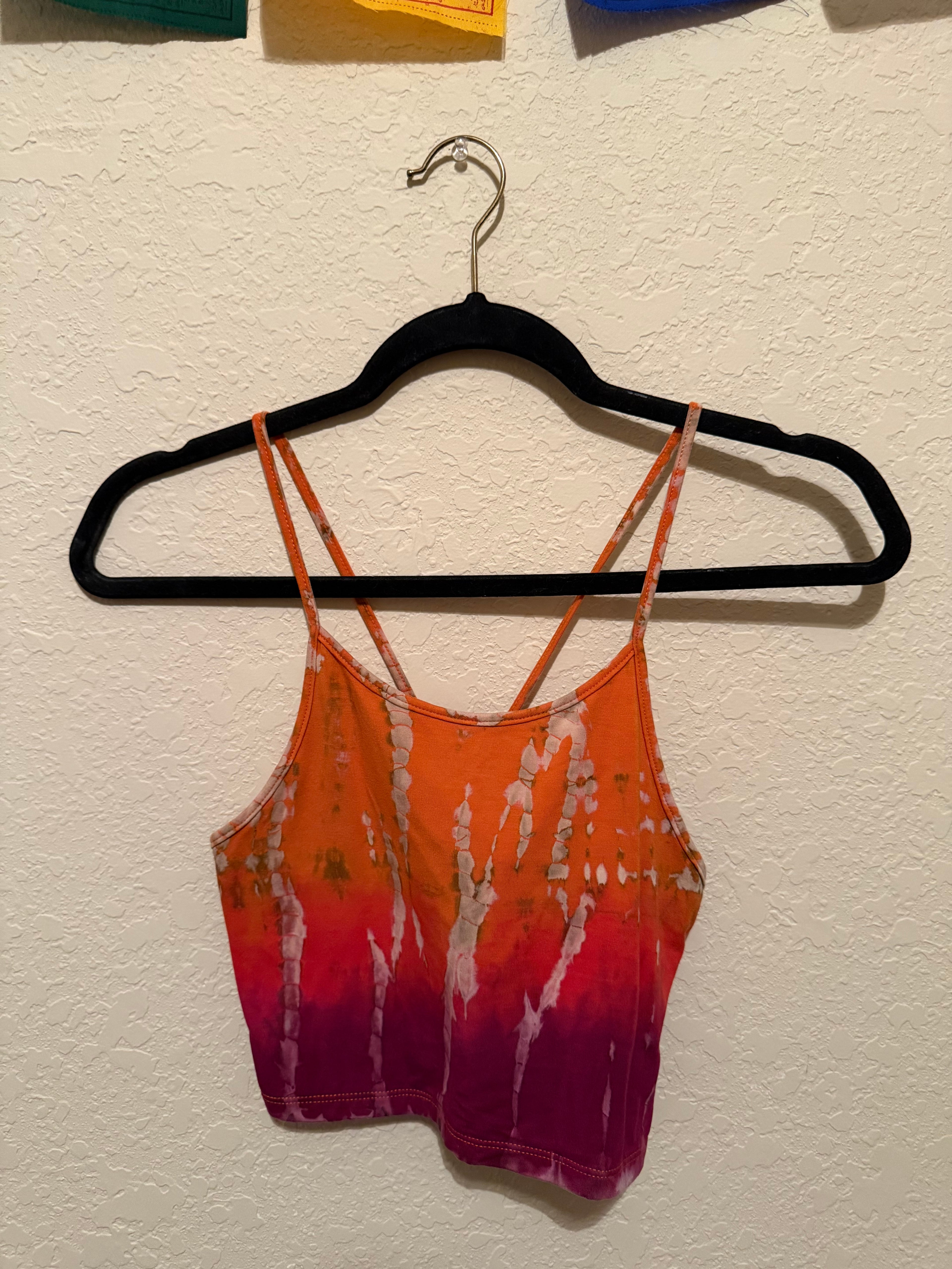 m sunset tie dye crop tank