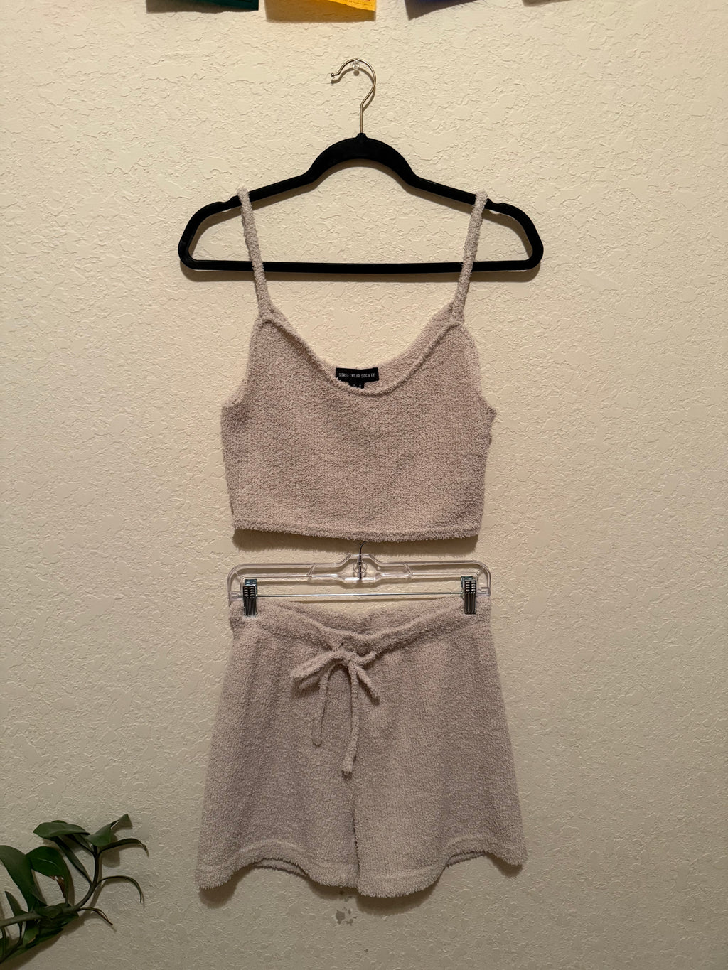 m/l fuzzy teddy bear 2pc lounge set