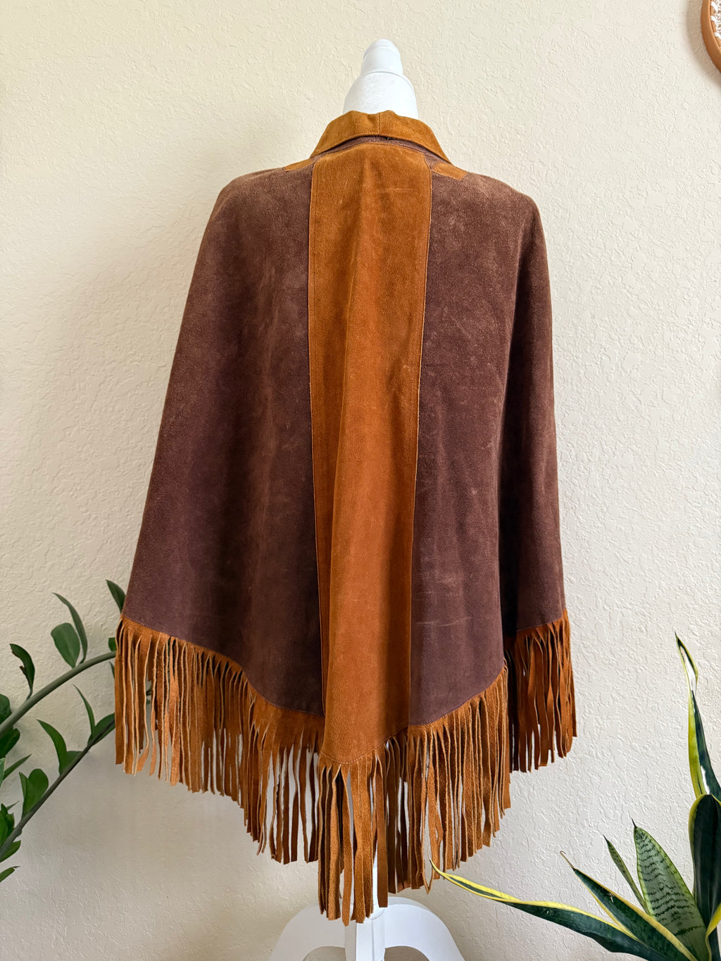 vintage leather fringe poncho