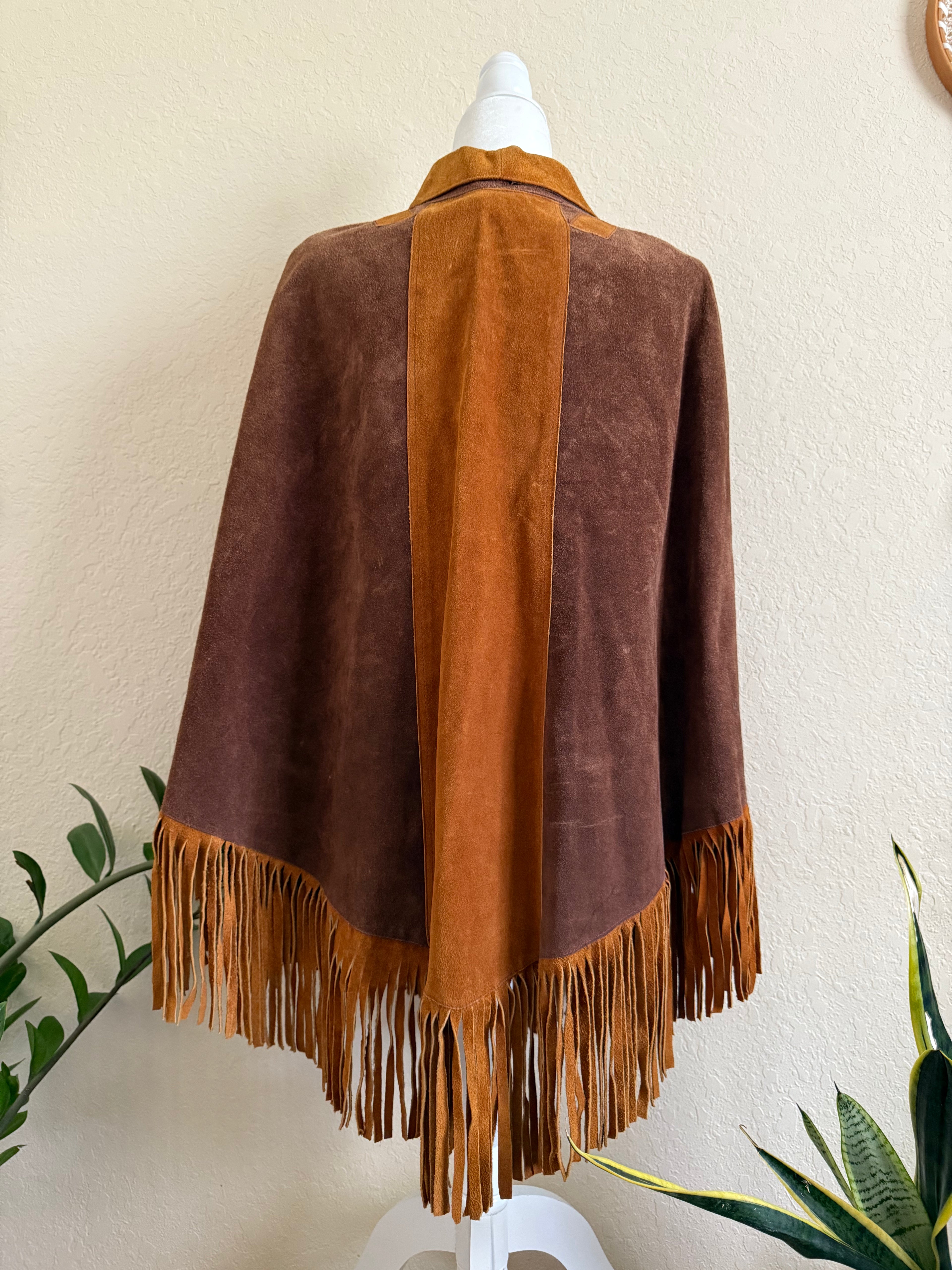 vintage leather fringe poncho