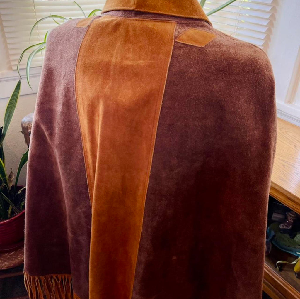 vintage leather fringe poncho